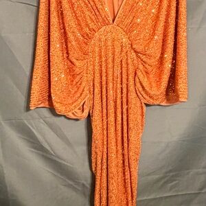 Fashion Nova Orange Sequin Maxi Dress